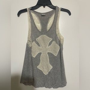 Vanity cross tan top